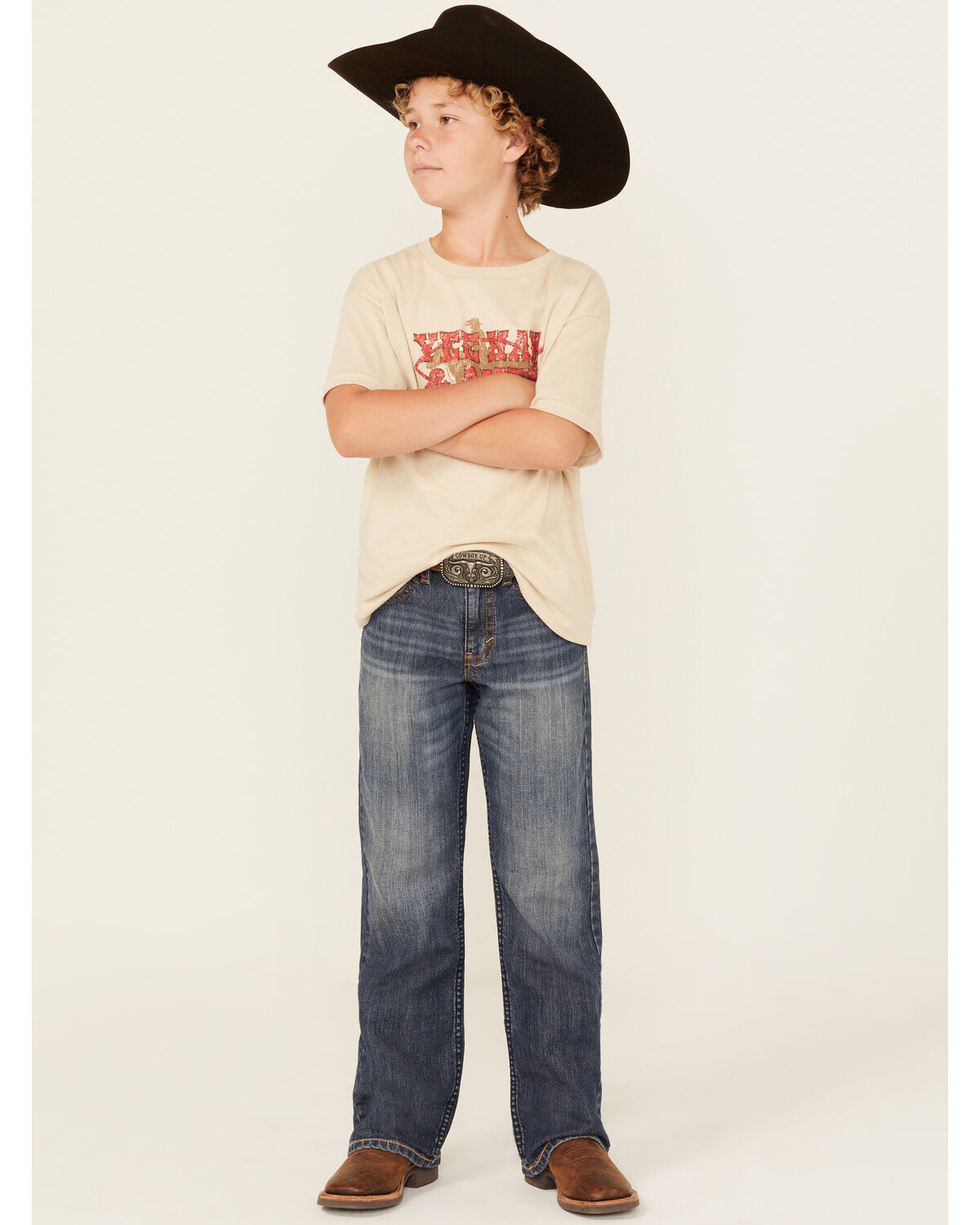 Image #1 - Cody James Boys' Wolfstooth Relaxed Bootcut Stretch Denim Jeans, Medium Wash, hi-res