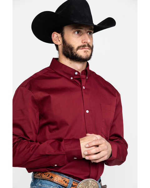 Cody James Core Men's Solid Maroon Twill Long Sleeve Western Shirt , Maroon, hi-res