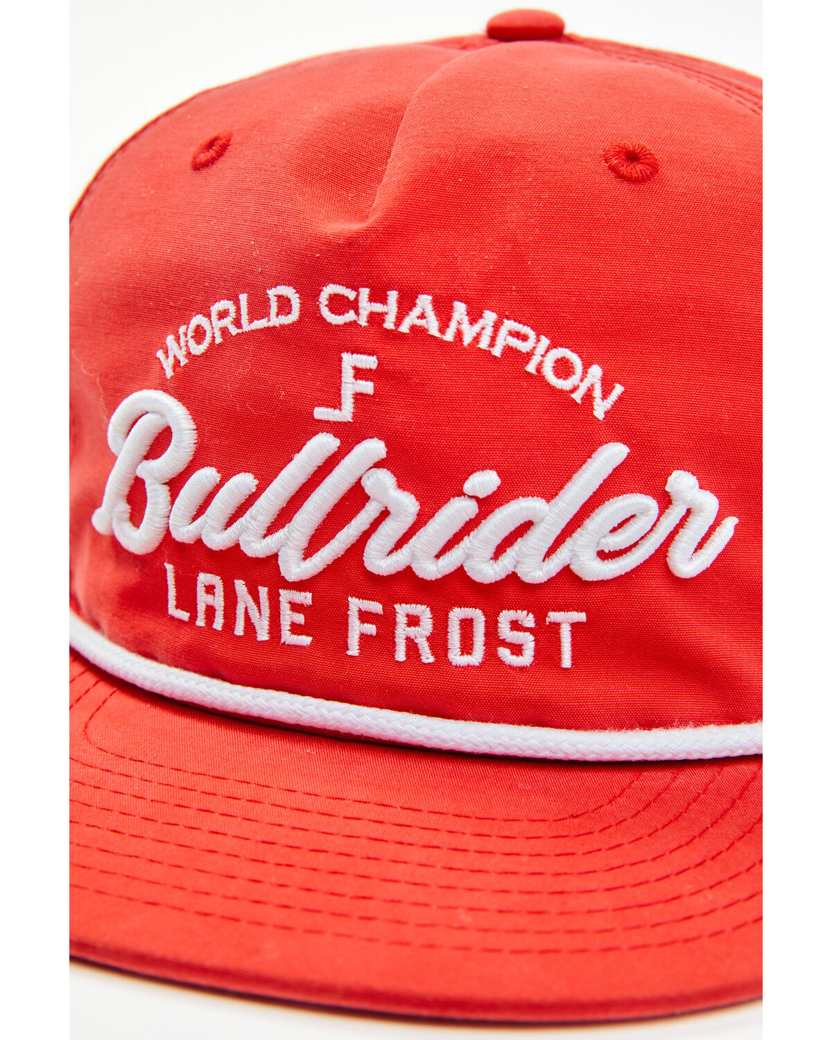 Image #2 - Lane Front Men's Bullriders Retro Logo Rope Solid-Back Ball Cap, Red, hi-res