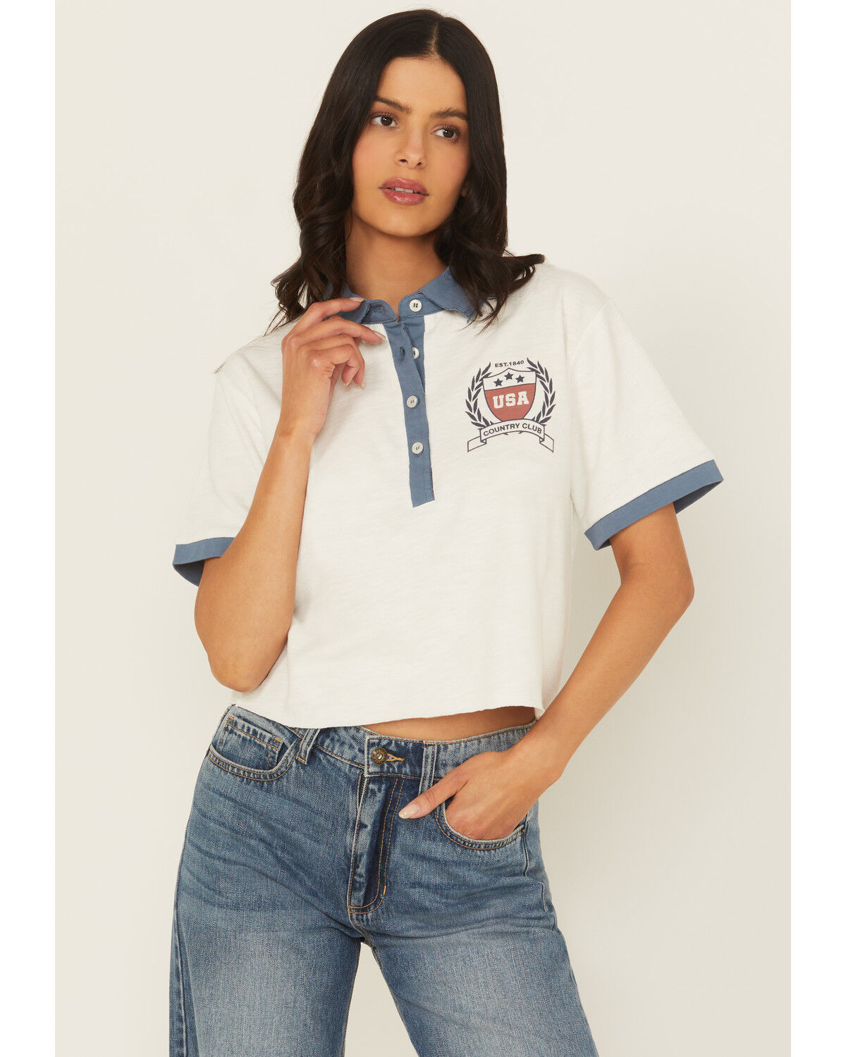 Image #1 - Cleo + Wolf Women's Eli Country Club Henley Short, Sand, hi-res