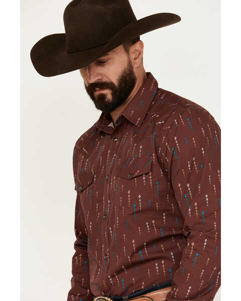 Image #2 - Gibson Trading Co Men's Lamp Shade Arrow Print Long Sleeve Snap Western Shirt, Pecan, hi-res