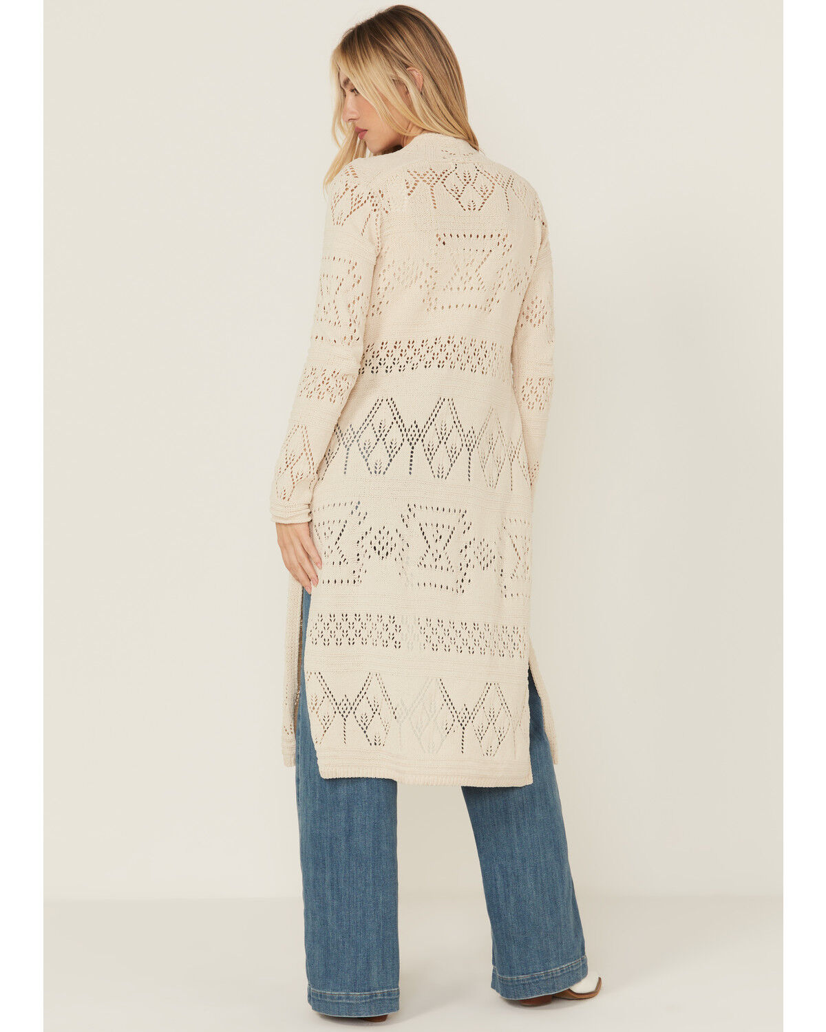 Image #4 - Shyanne Women's Open Weave Chenille Duster Cardigan, Natural, hi-res