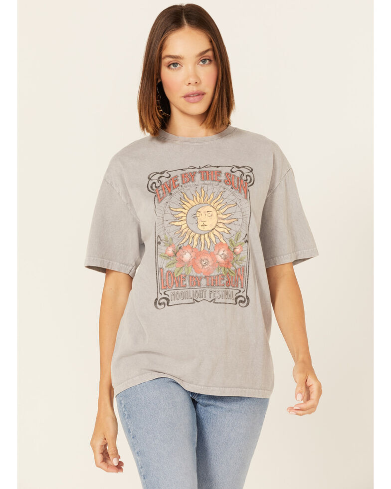 Cut & Paste Women's Live By The Sun Graphic Tee, Grey, hi-res
