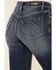 Image #3 - Shyanne Women's Dark High Rise Flare Distressed Knee Flare Stretch Denim Jeans, Dark Blue, hi-res