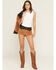 Image #1 - Show Me Your Mumu Women's Wilson Faux Suede Shorts, Tan, hi-res