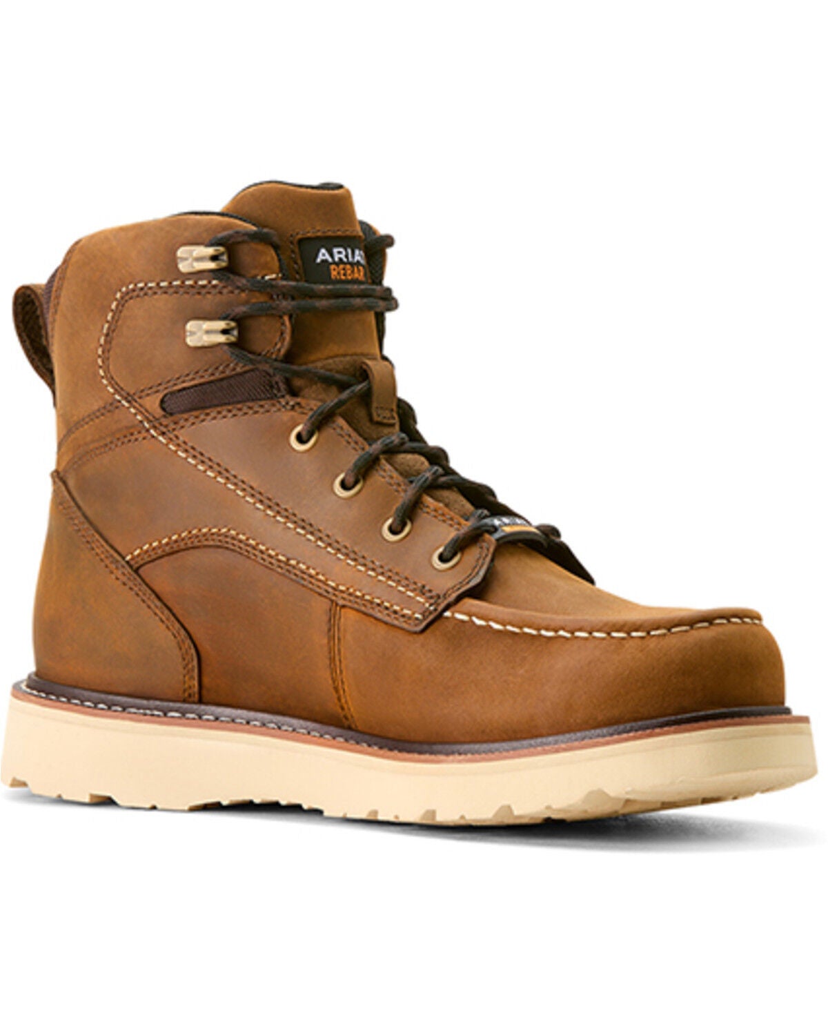 Ariat Men's 6" Wedge Rebar Waterproof Moc Work Boots - Soft Toe, Brown, hi-res