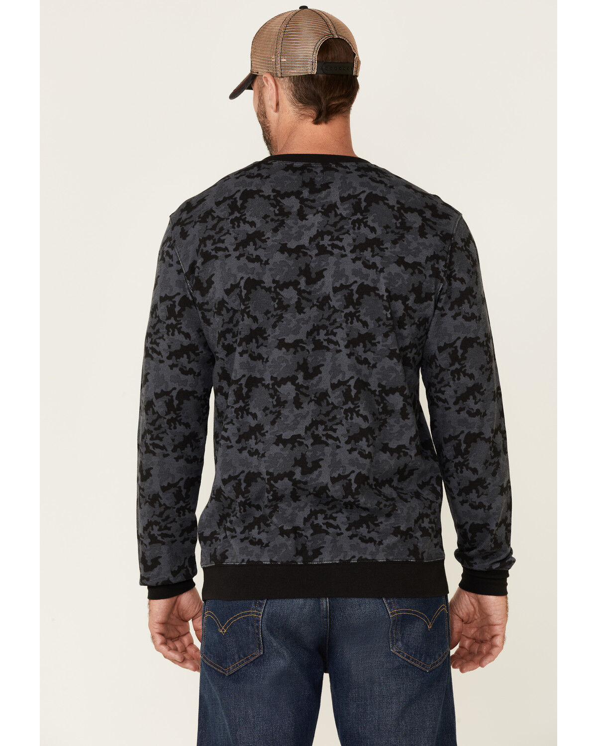 Image #4 - Moonshine Spirit Men's Alpha Bravo Camo Print Long Sleeve Henley T-Shirt, Black, hi-res