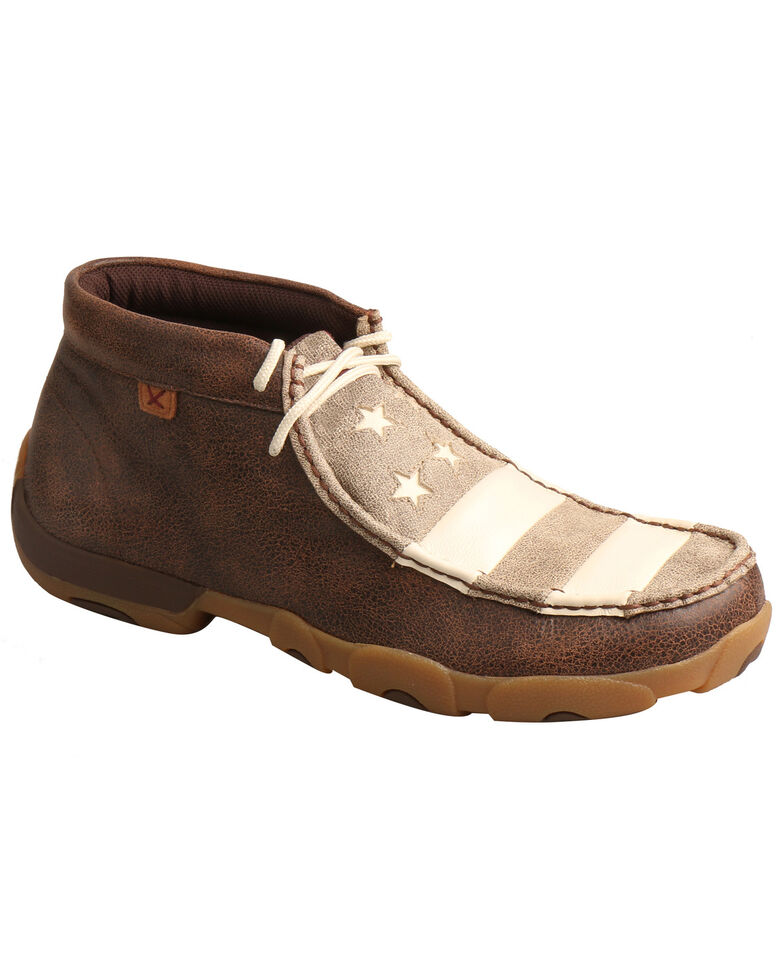 Twisted X Men's Patriotic Driving Moccasin Shoes - Moc Toe, Brown, hi-res