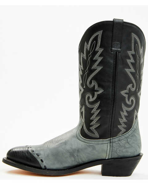 Image #3 - Laredo Men's Lizard Print Wingtip Western Boots - Medium Toe, Grey, hi-res