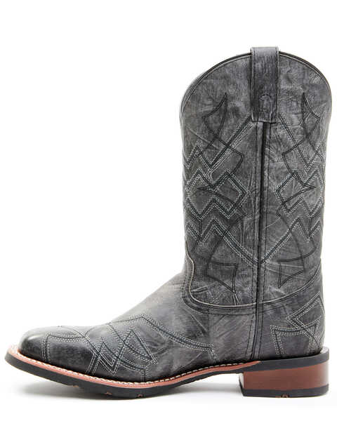Image #3 - Laredo Men's Charcoal Geo Stitch Western Boots - Broad Square Toe, Charcoal, hi-res