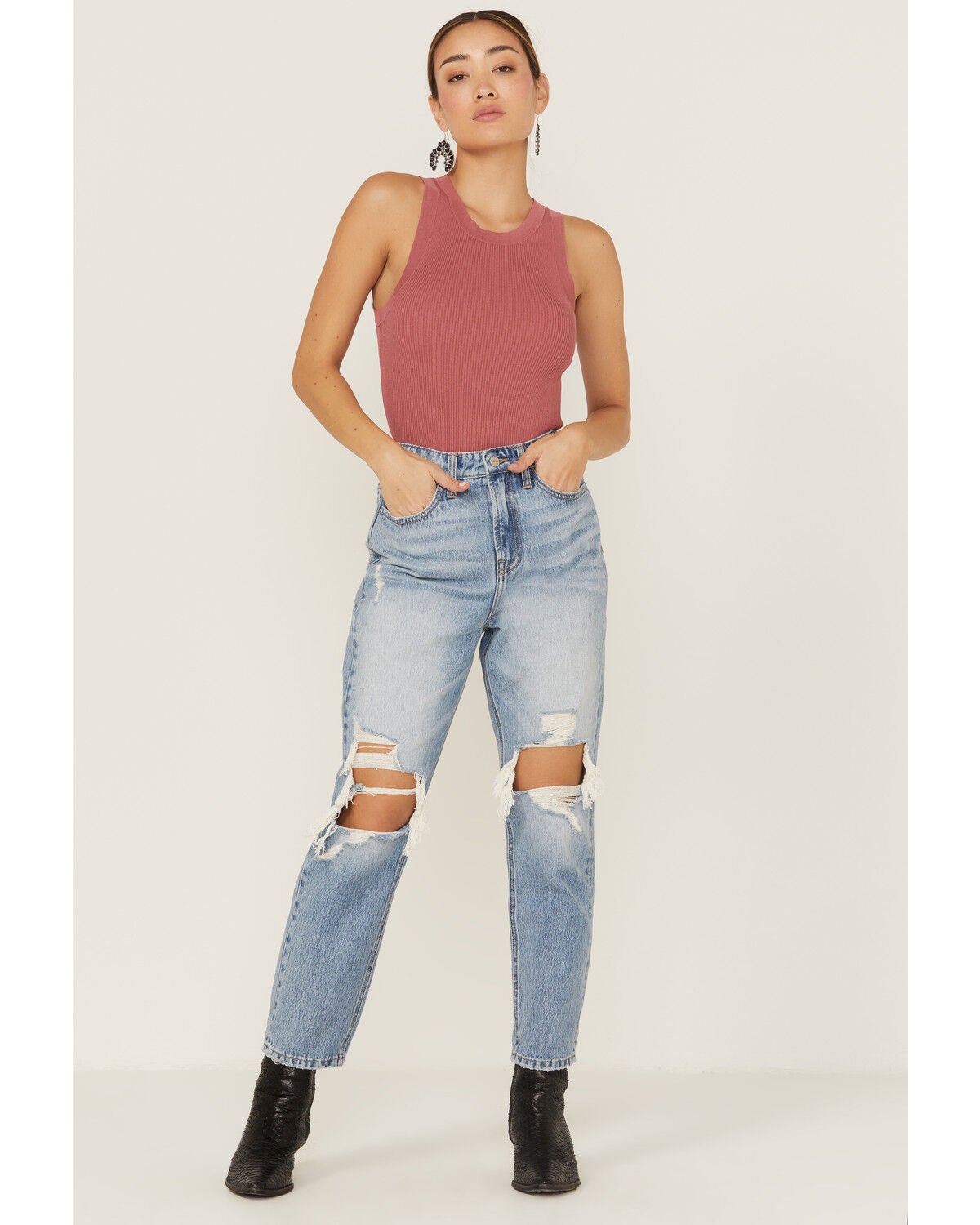 Image #4 - Panhandle Women's Ribbed Bodycon Tank, Rose, hi-res