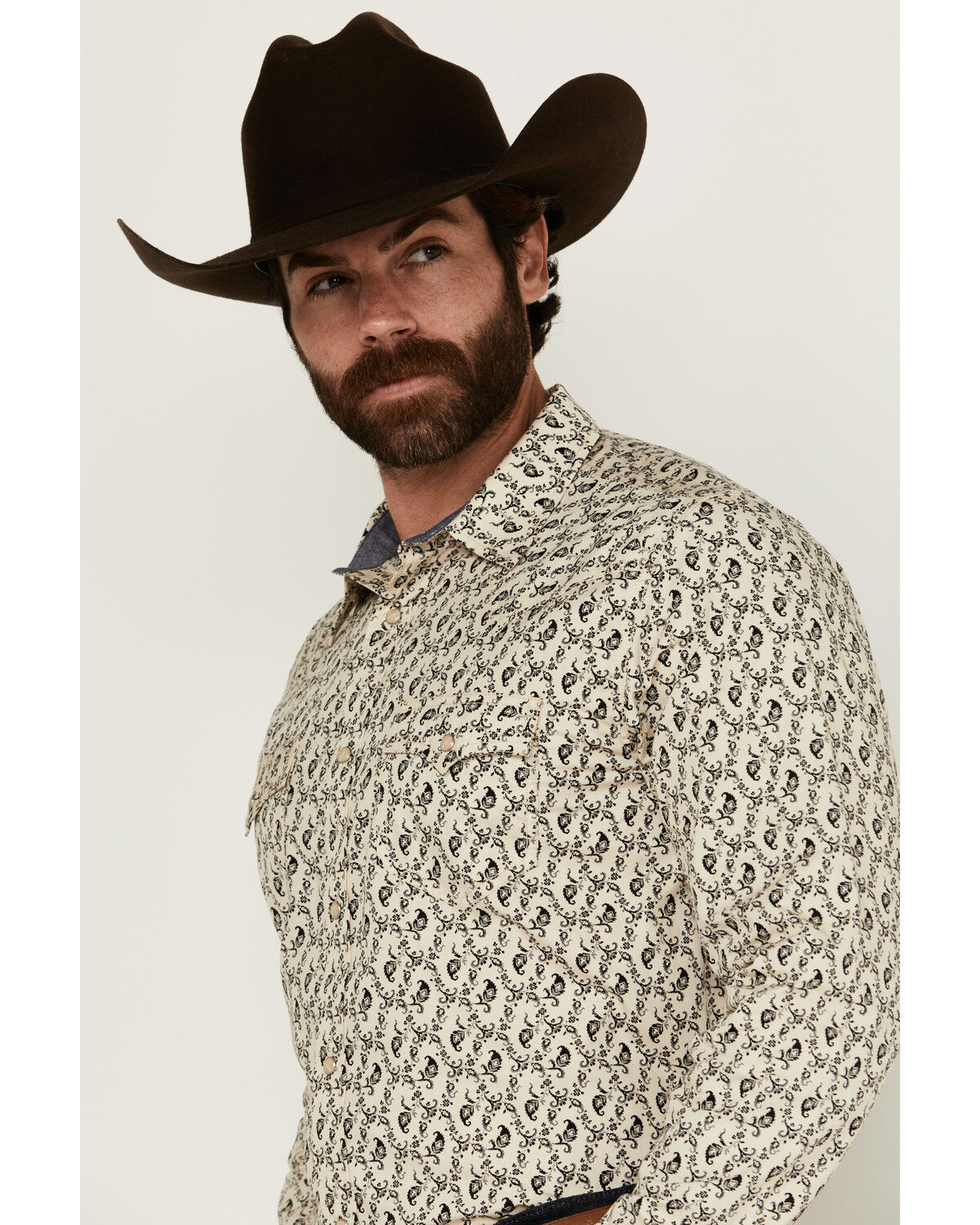 Image #2 - Cody James Men's Gravity Paisley Print Long Sleeve Snap Western Shirt, Cream, hi-res