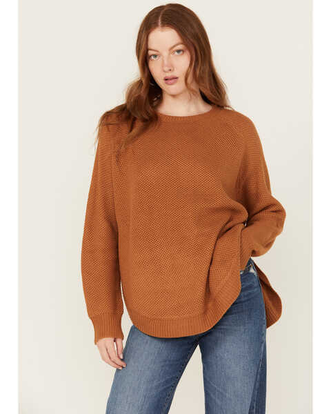 Cotton & Rye Women's Round Bottom Sweater , Caramel, hi-res