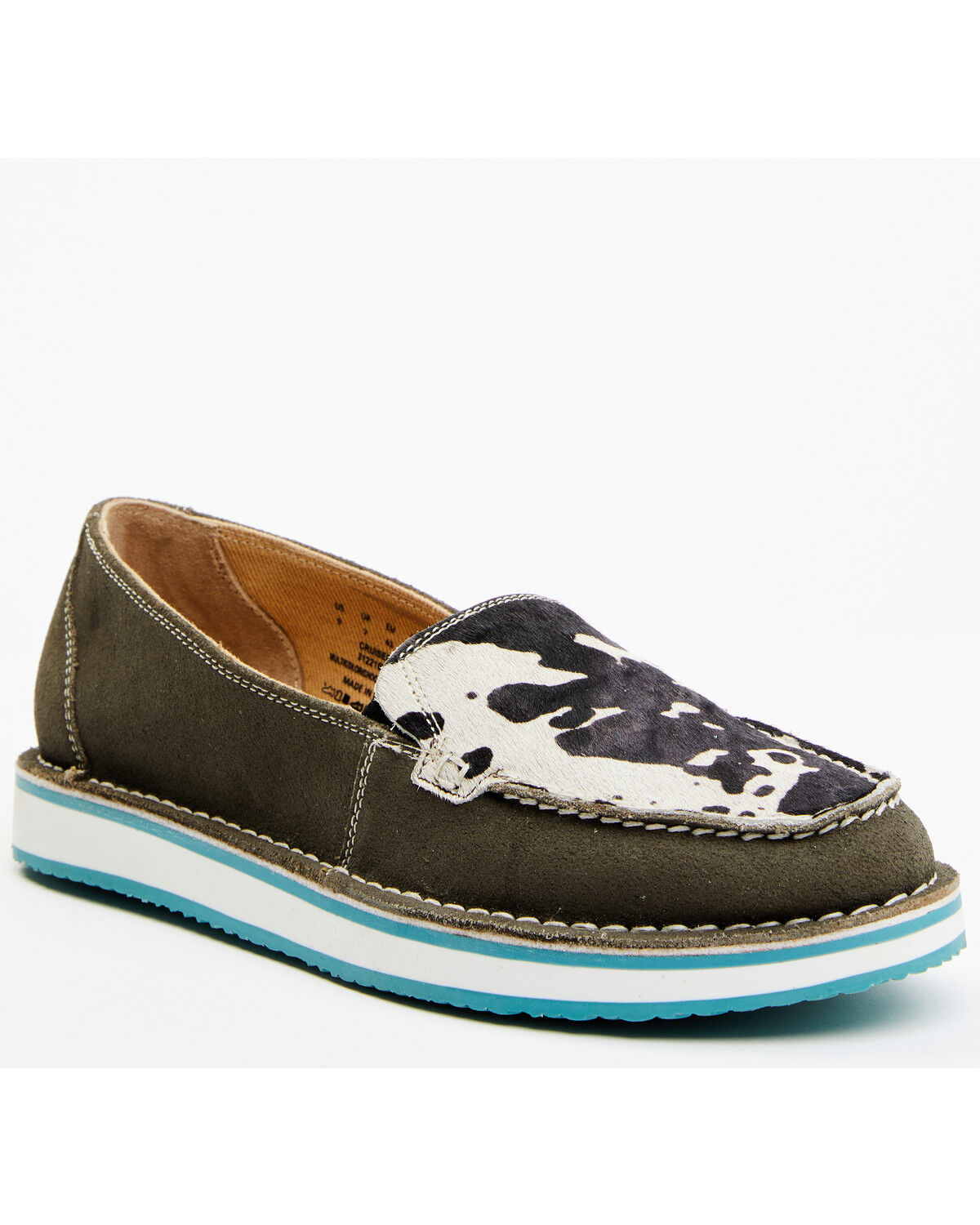 Image #1 - Myra Bag Women's Raven Cow Hair Slip-On Shoe - Moc Toe, Black, hi-res