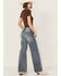 Image #3 - Driftwood Women's Penelope X Daisy Fields Medium Wash High Rise Destructed Flare Stretch Denim Jeans , Medium Wash, hi-res