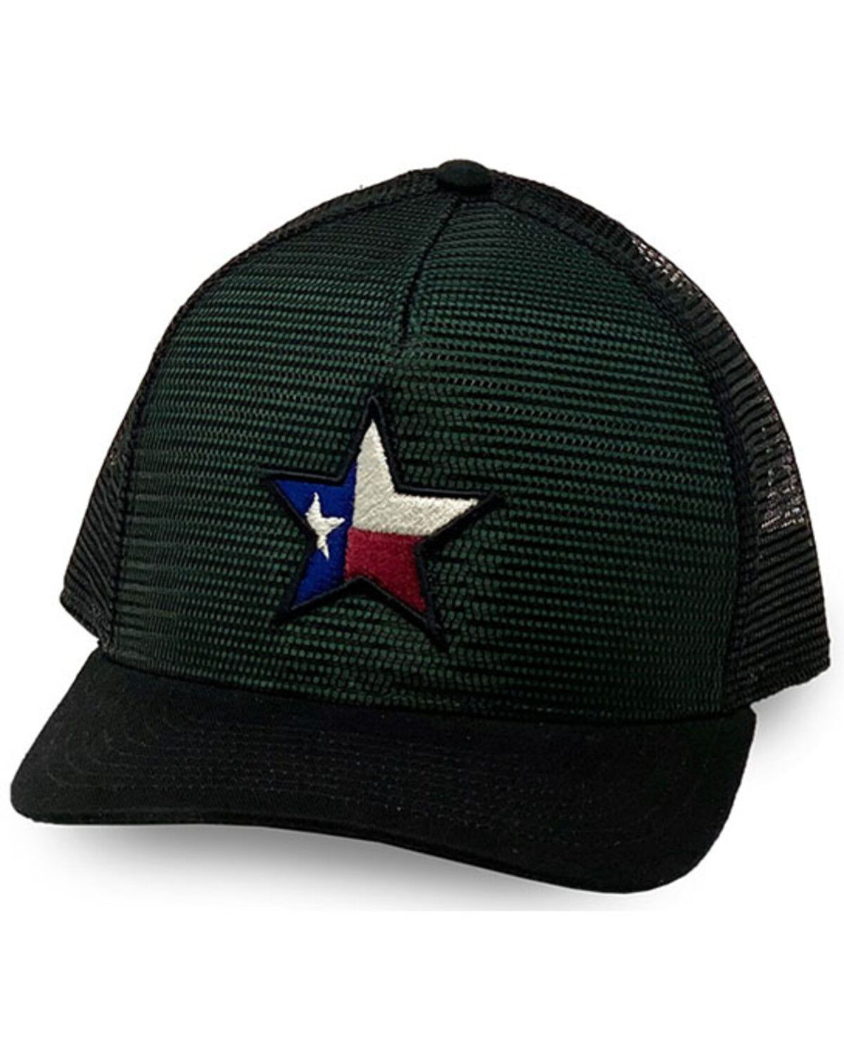 Image #1 - Oil Field Hats Men's Loden Texas Star Patch Mesh Ball Cap, Olive, hi-res
