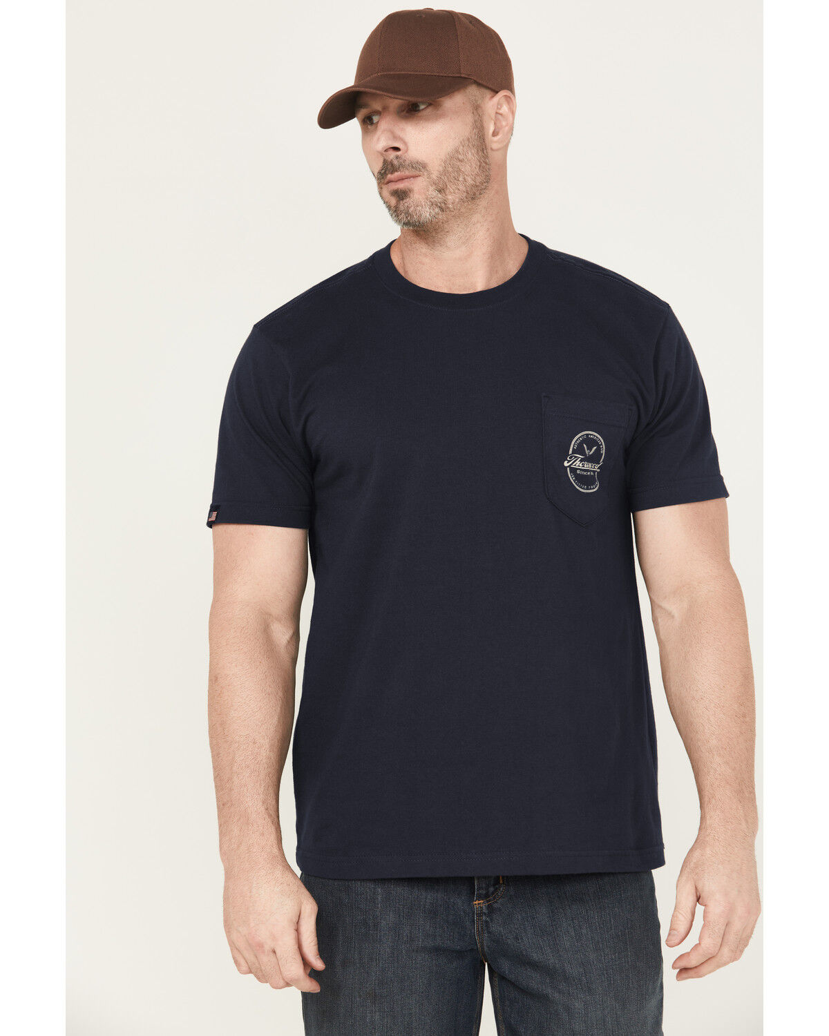 Image #1 - Thorogood Men's American Made Short Sleeve Pocket T-Shirt, Dark Blue, hi-res