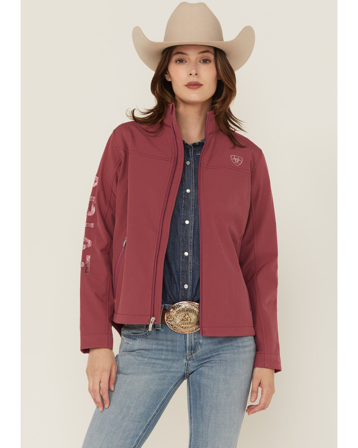 Image #1 - Ariat Women's Team Softshell Jacket, Rose, hi-res