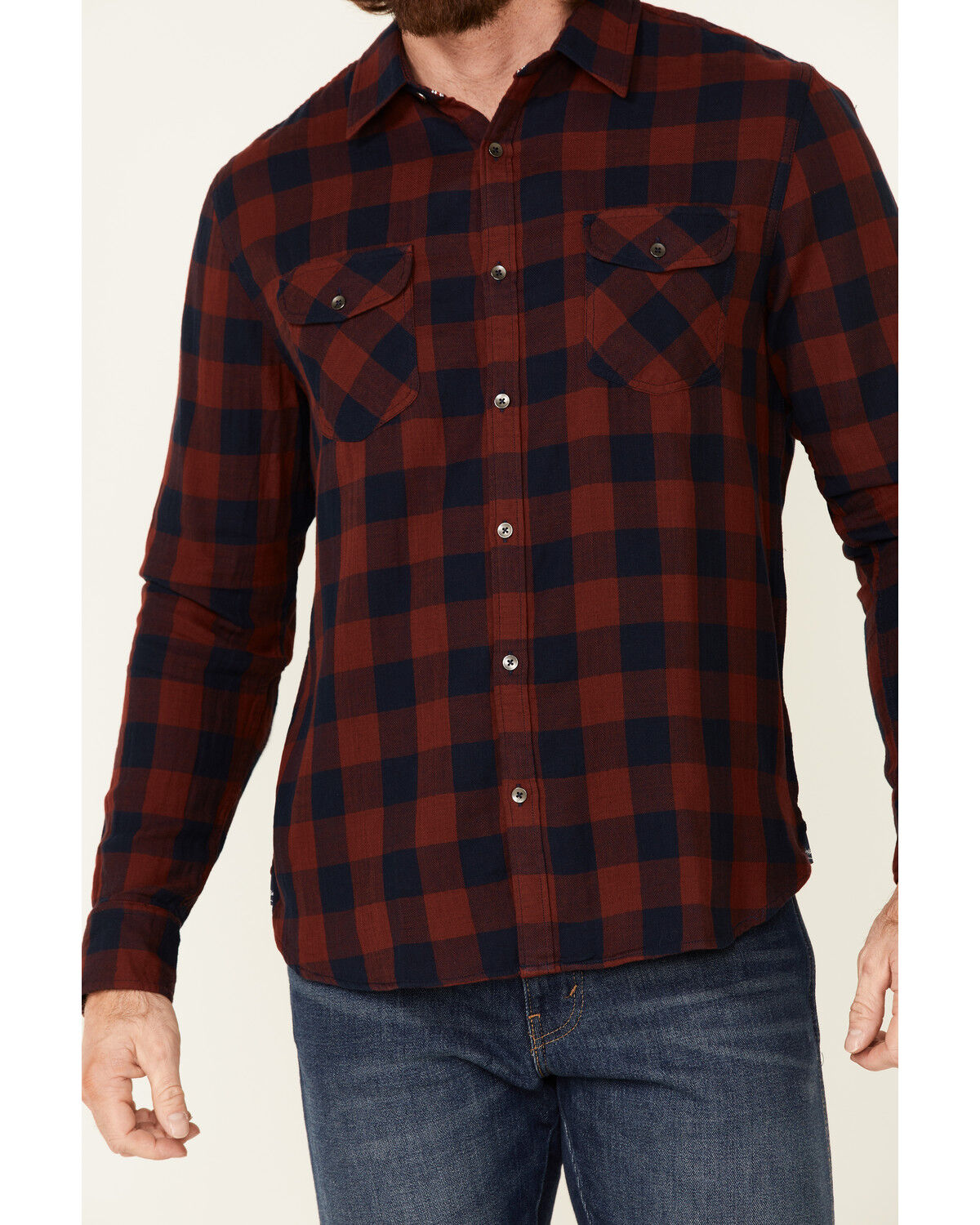 Image #3 - Flag & Anthem Men's Belhaven Plaid Long Sleeve Button Down Western Shirt, Maroon, hi-res