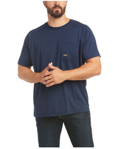 Ariat Men's Navy Rebar Heat Fighter Short Sleeve Work T-Shirt , Navy, hi-res