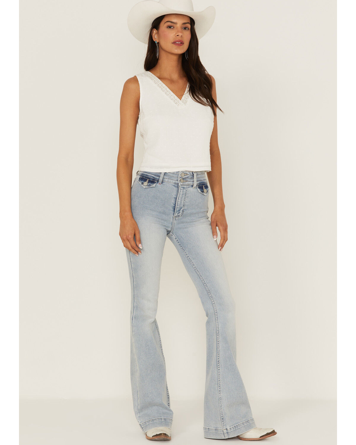 Image #2 - Idyllwind Women's Quail Ridge Lace Back Top, White, hi-res