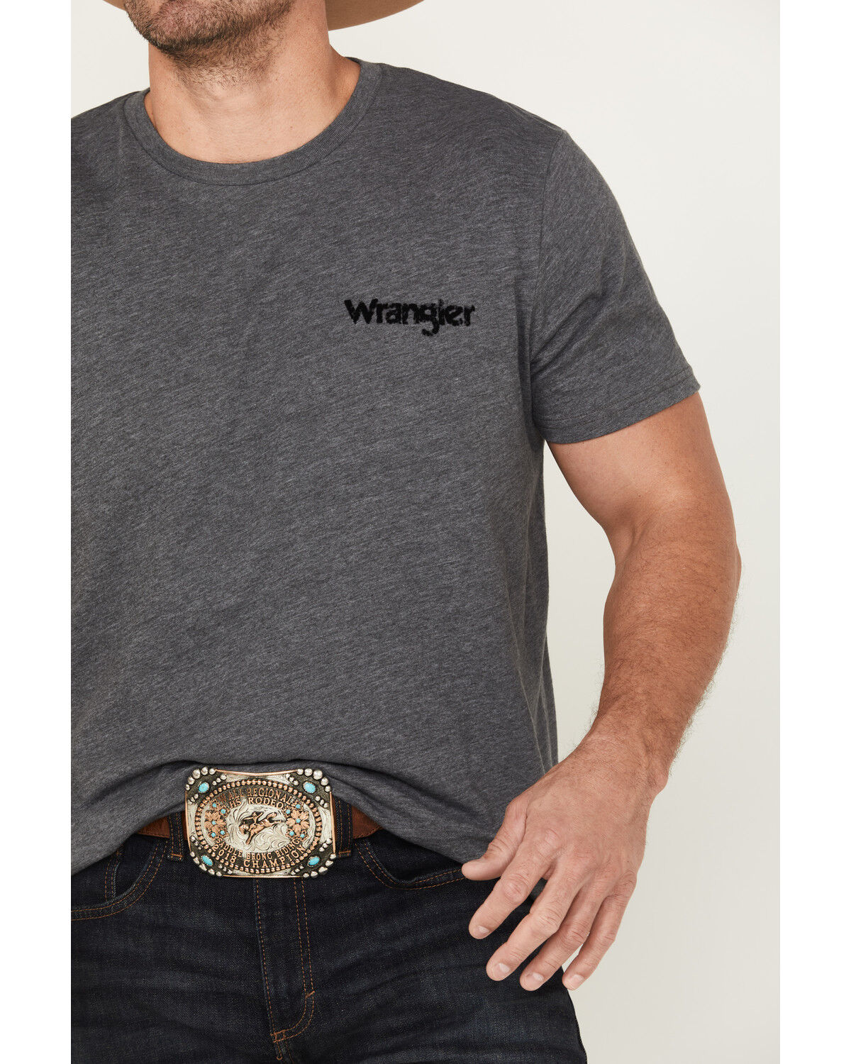 Image #3 - Wrangler Men's Born Free Short Sleeve Graphic T-Shirt, Heather Grey, hi-res