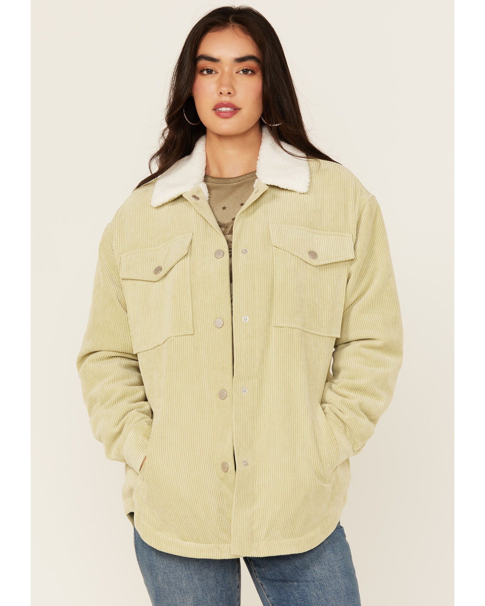 Green corduroy sherpa jacket best sale