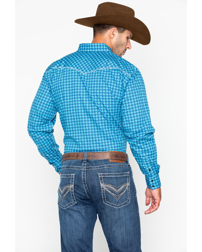 Cowboy Hardware Men's Print Long Sleeve Western Shirt , Blue, hi-res