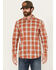 Image #1 - Brothers and Sons Men's Houston Plaid Print Long Sleeve Button Down Western Shirt, Orange, hi-res
