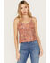 Image #1 - Idyllwind Women's Golden Road Print Fringe Top, Pecan, hi-res