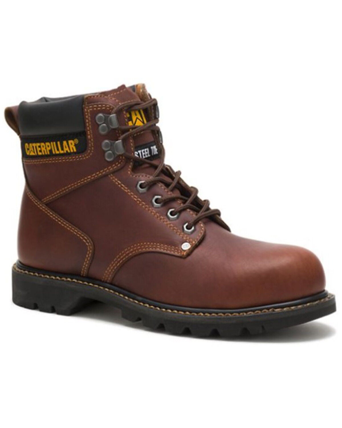 CAT Men's 6" Second Shift Lace-Up Work Boots - Steel Toe, Tan, hi-res