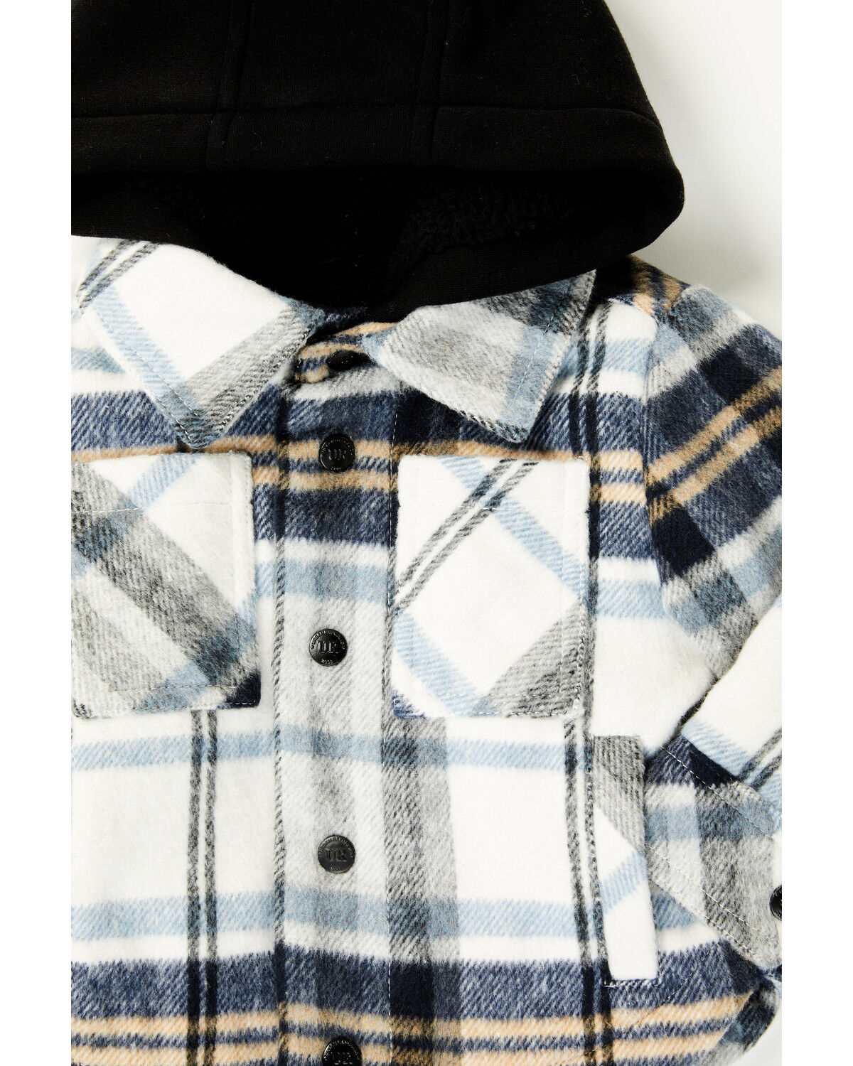 Image #2 - Urban Republic Infant Boys' Plaid Print Hooded Shirt Jacket, Navy, hi-res