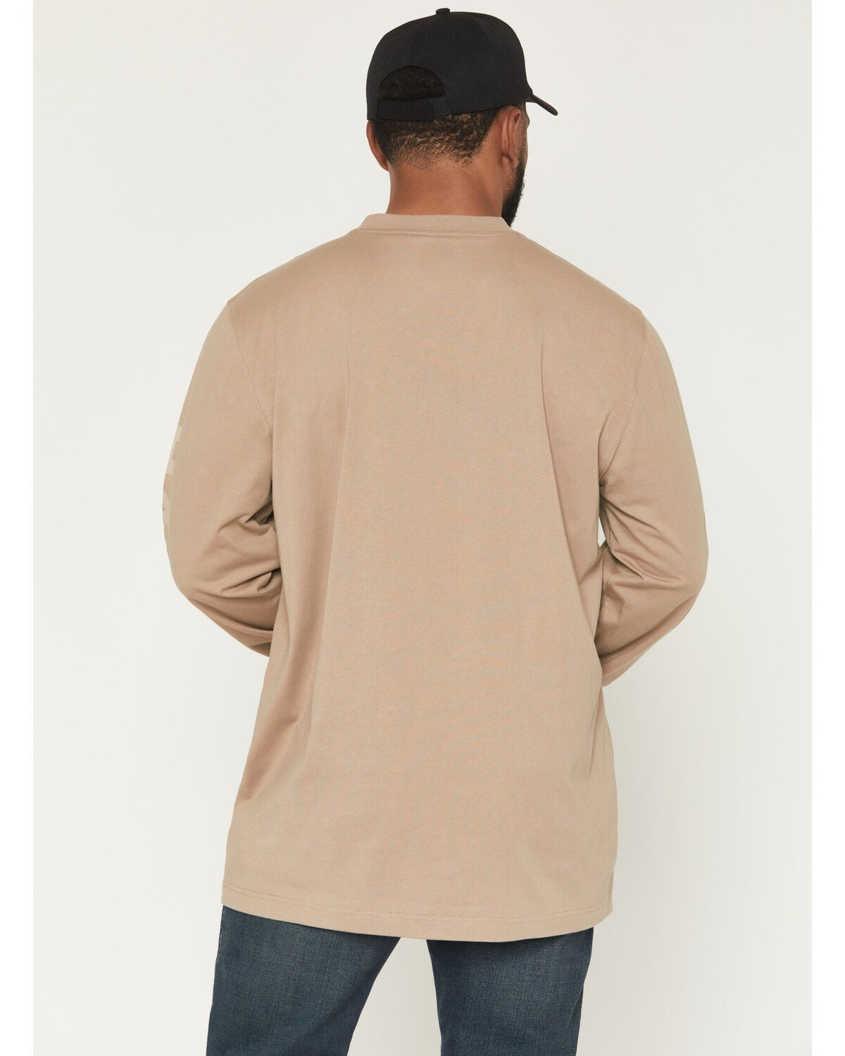 Image #4 - Hawx Men's Solid Graphic Logo Long Sleeve Work T-Shirt, Tan, hi-res
