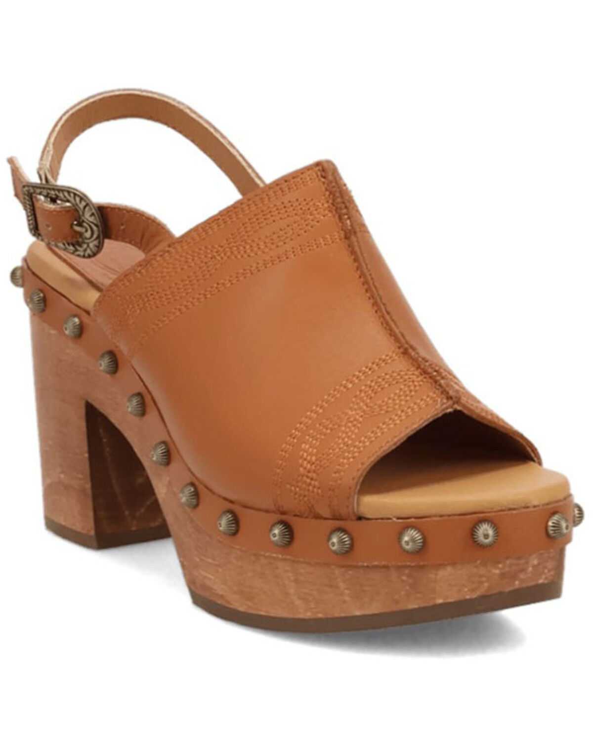 Image #1 - Dingo Women's Clover Wooden Sandals, Brown, hi-res