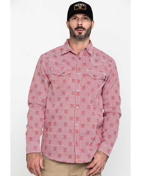 Image #1 - Cody James Men's FR Geo Print Long Sleeve Work Shirt - Tall, Red, hi-res
