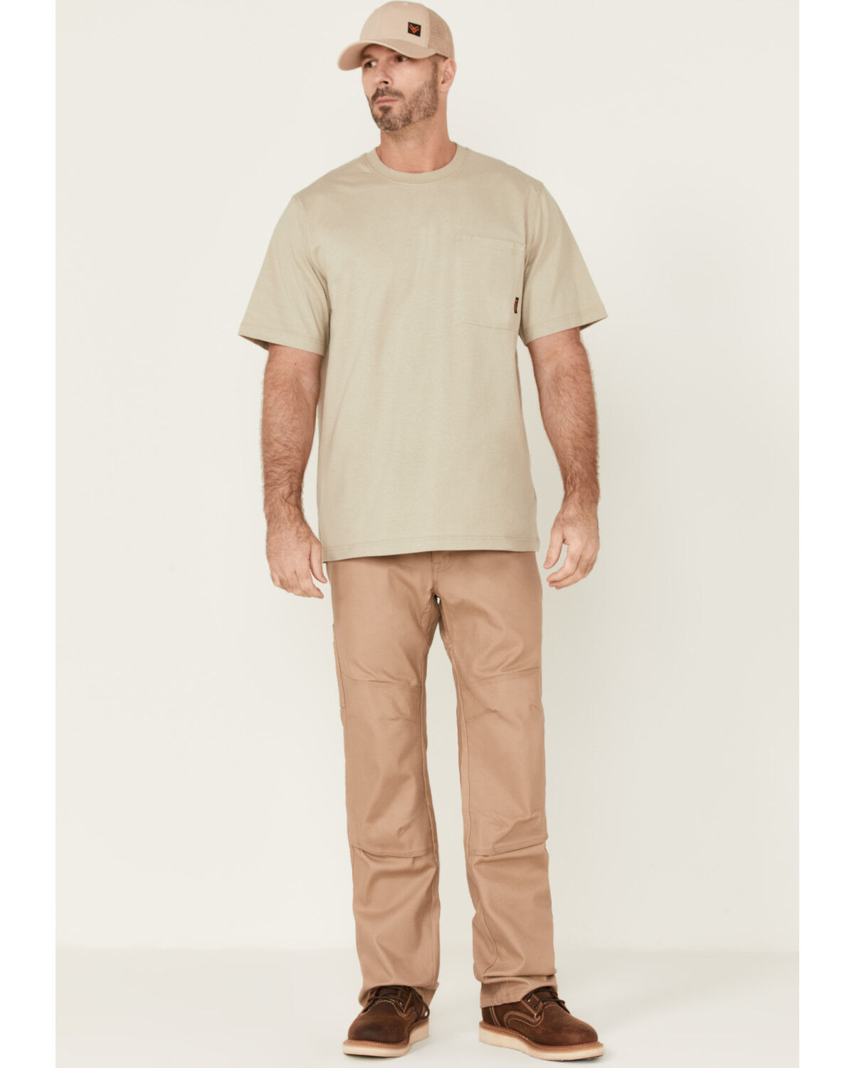 Image #2 - Hawx Men's Solid Taupe Force Heavyweight Short Sleeve Work Pocket T-Shirt, Taupe, hi-res