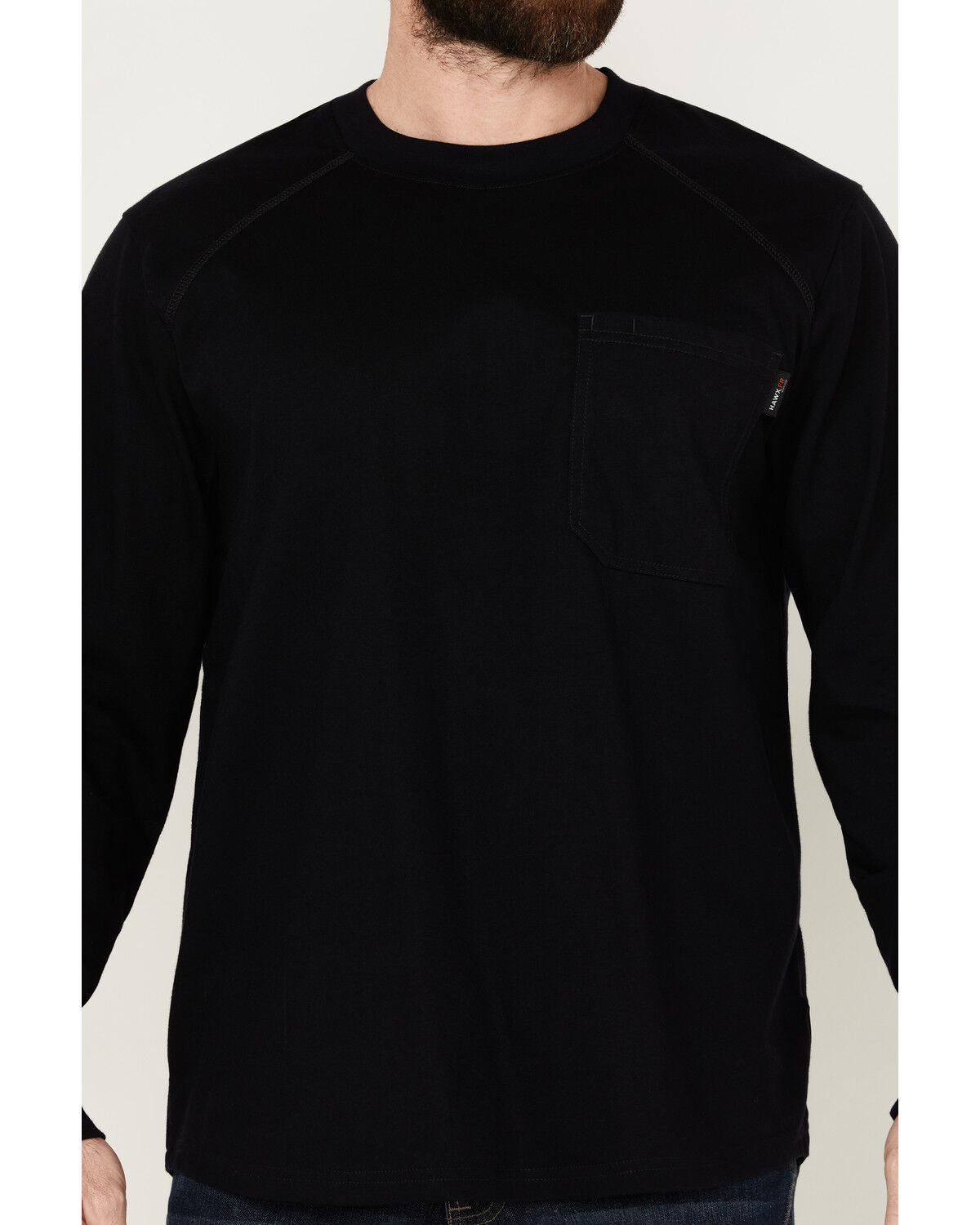 Image #3 - Hawx Men's FR Long Sleeve Pocket T-Shirt - Big, Navy, hi-res