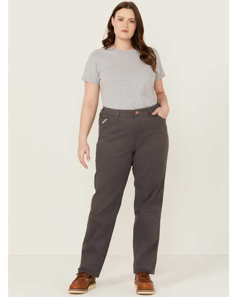 Ariat Women's Rebar PR Made Tough Straight Pants - Plus, Grey, hi-res