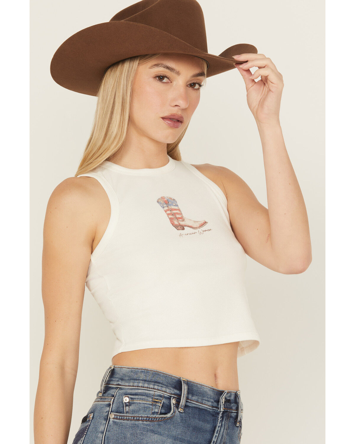 Image #2 - Originality Women's American Women Graphic Tank, White, hi-res