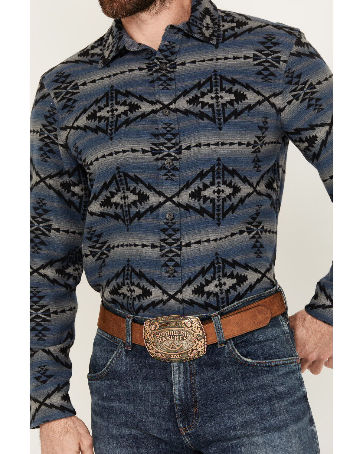 Image #3 - Pendleton Men's Marshall Printed Long Sleeve Button-Down Shirt, Blue, hi-res