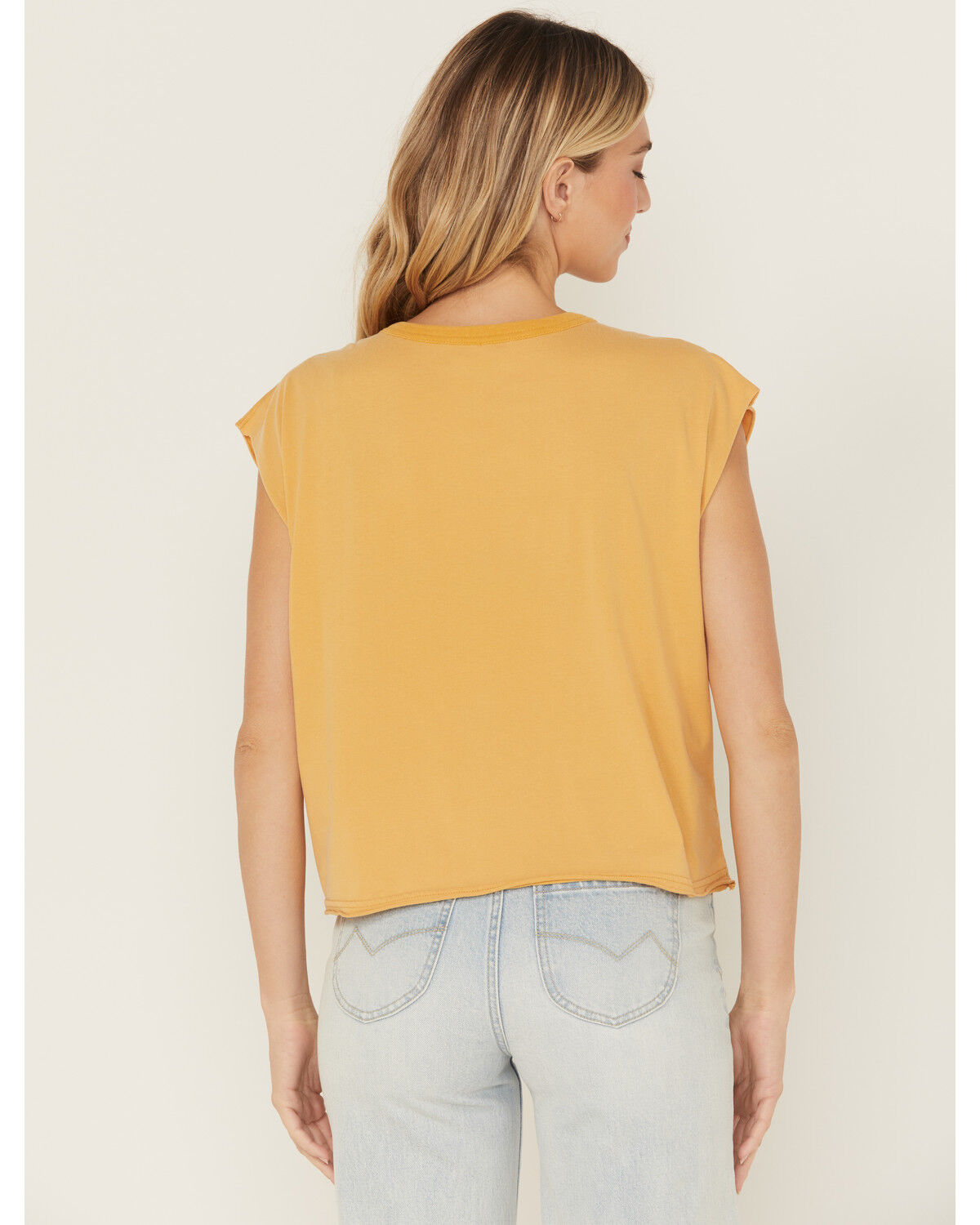 Image #3 - Cleo + Wolf Women's Drop Shoulder Graphic Tank Top, Yellow, hi-res