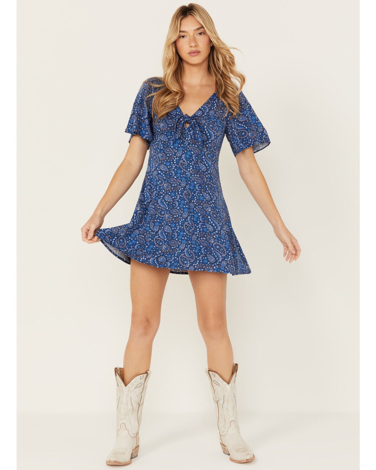 Image #1 - Idyllwind Women's Cardinal Printed Mini Dress, Steel Blue, hi-res