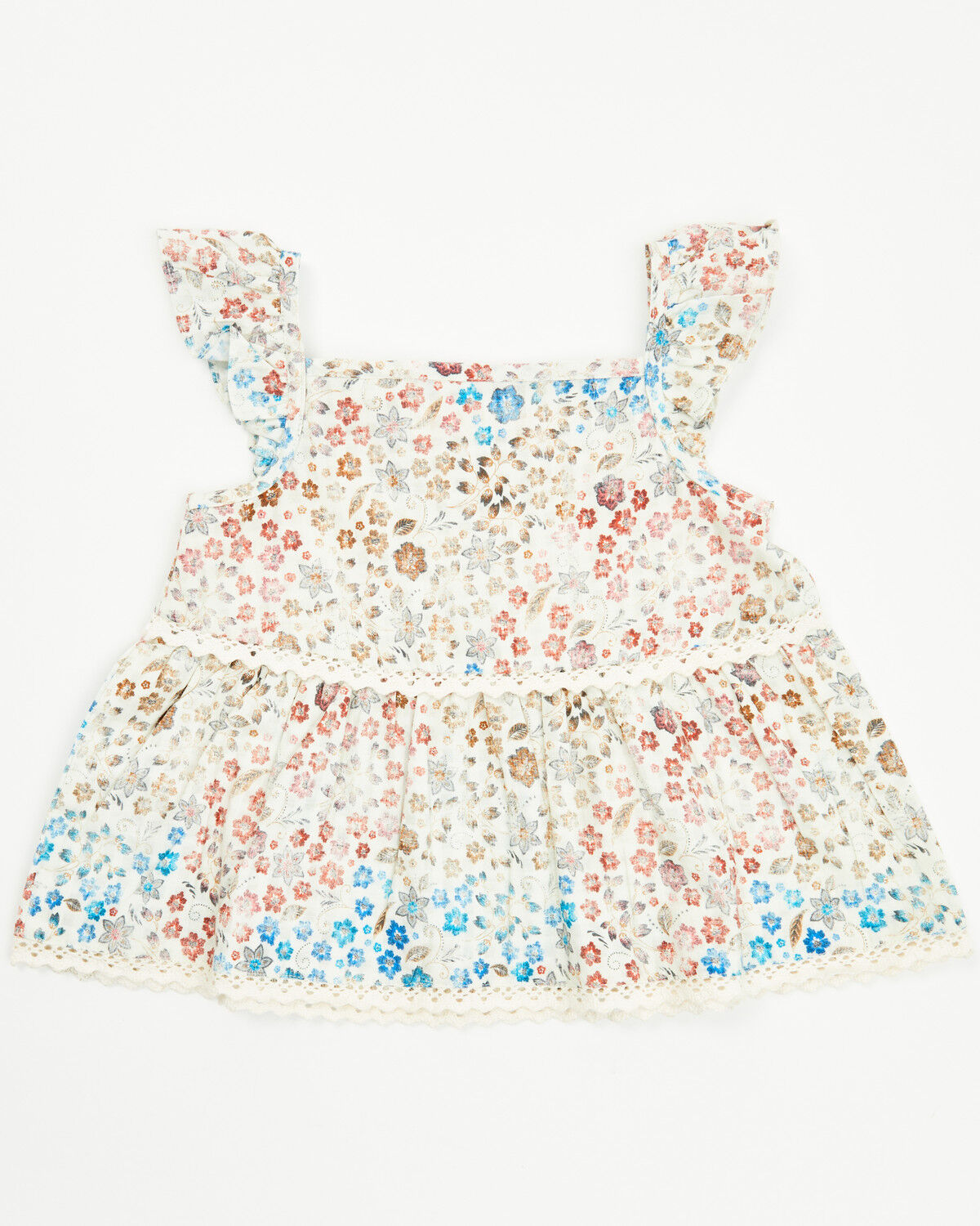 Image #3 - Shyanne Toddler Girls' Floral Print Sleeveless Ruffle Top, Ivory, hi-res