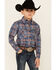 Cowboy Hardware Boys' Blue Plaid Long Sleeve Western Flannel Shirt , Blue, hi-res