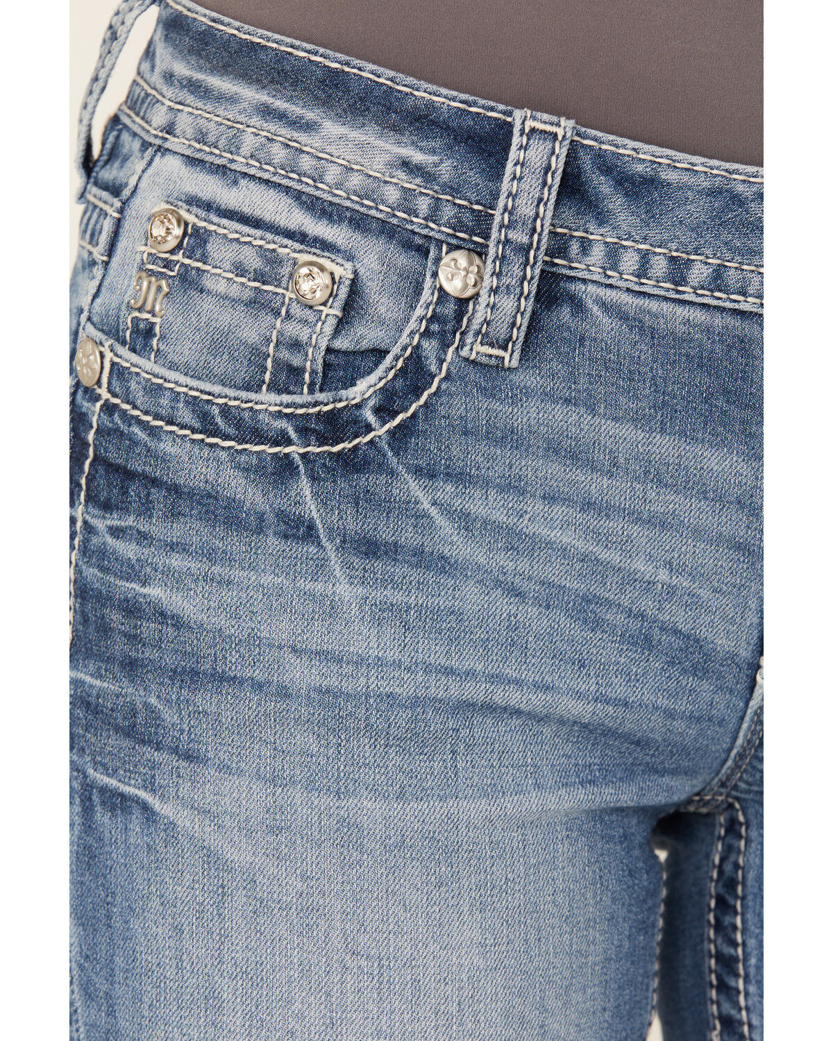 Image #4 - Miss Me Women's Medium Wash Dream Catcher Embroidered Mid Rise Bootcut Stretch Denim Jeans, Medium Wash, hi-res