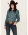 Image #1 - Cowgirl Hardware Women's Paisley Print Long Sleeve Snap Western Shirt, Black, hi-res
