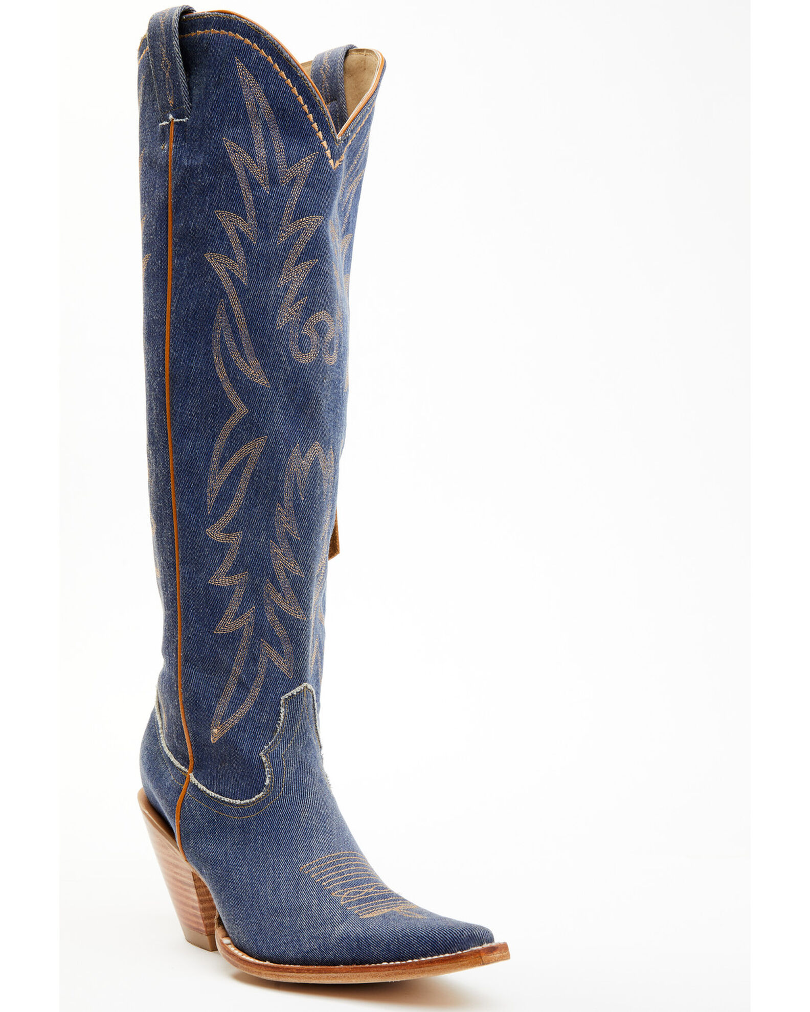 Womens tall blue discount boots