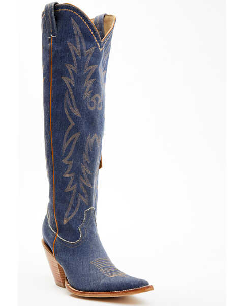 Idyllwind Women's Gwennie Denim Tall Western Boots - Snip Toe , Blue, hi-res