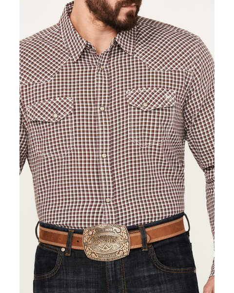 Image #3 - Blue Ranchwear Men's Rawlins Plaid Print Long Sleeve Western Snap Shirt, Red, hi-res