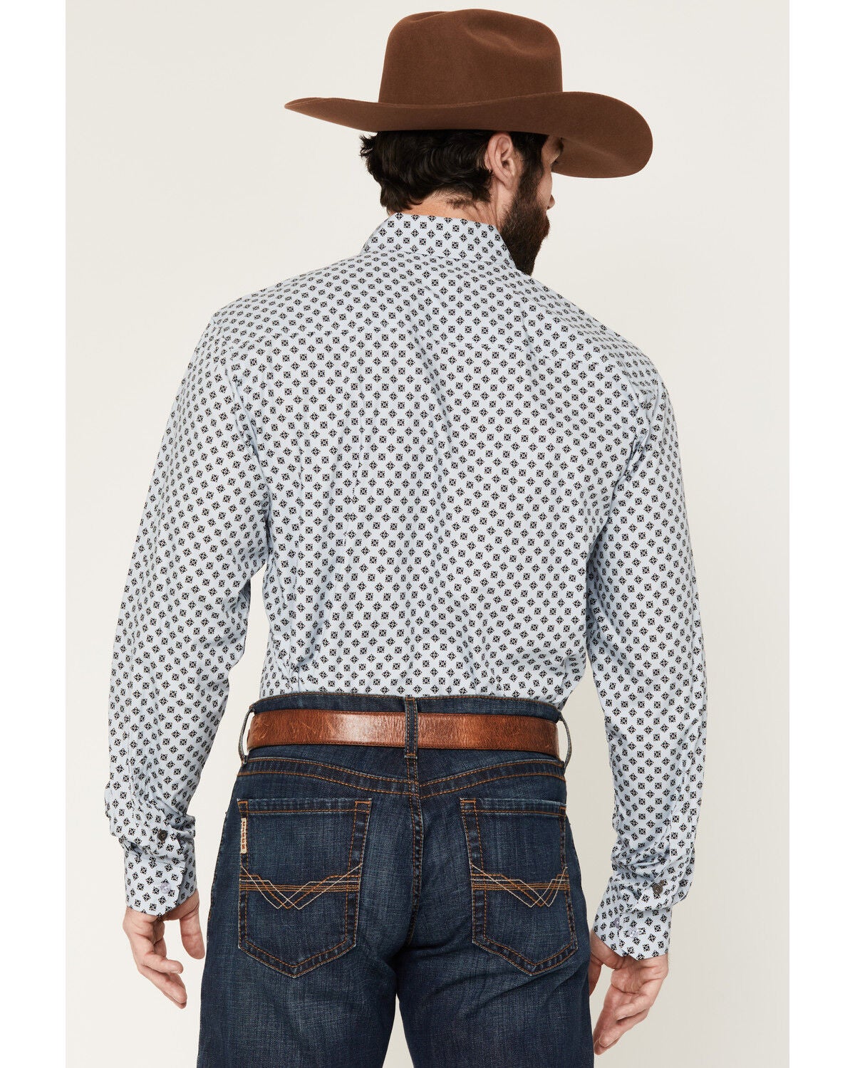 Image #4 - Cinch Men's Geo Print Long Sleeve Button-Down Western Shirt, Light Blue, hi-res